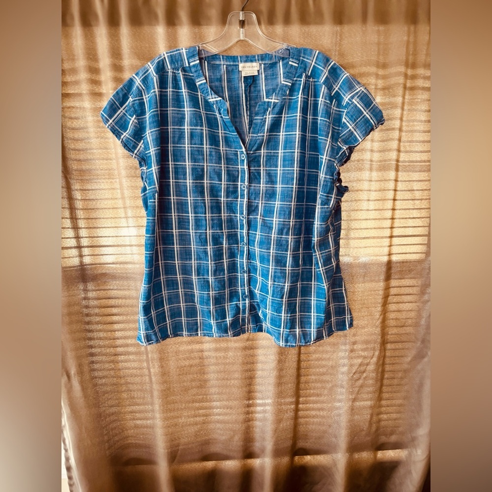 Blue Plaid Women's Top